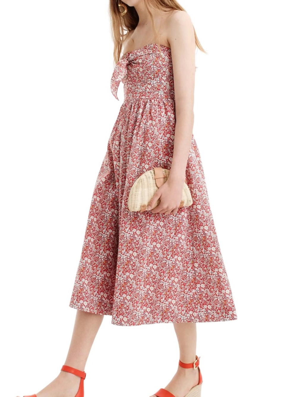 J Crew pink/red Liberty print strapless dress